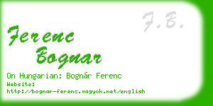 ferenc bognar business card