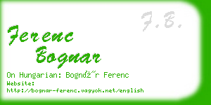 ferenc bognar business card